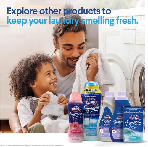 Miniatura 7 de Clorox Fraganzia - Cuentas potenciadoras de aroma para lavandería con cristales en aroma a lino - Cuentas perfumadas para lavado para ropa y sábanas