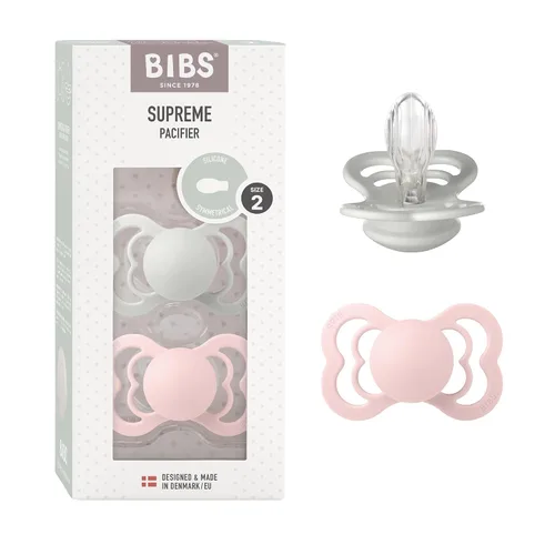 Miniatura 4 de BIBS Supreme Chupete para Bebé Paquete de 2 Hecho en Dinamarca Chupete Tranquilizador Sin BPA, Pezón Simétrico. Silicona, Talla 1 (0-6 Meses)