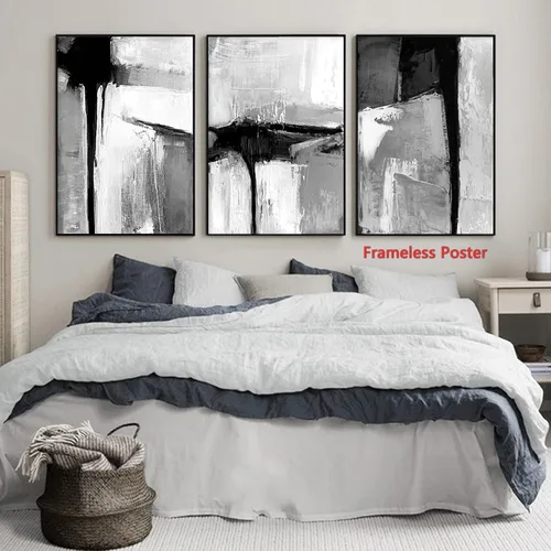 Miniatura 5 de Lienzo de textura abstracta en blanco y negro, arte de pared neutro para sala de estar, textura neutra, arte de lienzo abstracto gris, arte moderno