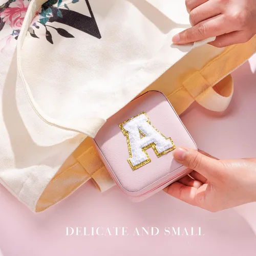Miniatura 6 de Joyero pequeño para niñas, joyero con inicial de viaje para niñas Caja organizadora de joyas pequeña Joyero de viaje organizador de joyero Mini