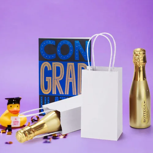 Miniatura 4 de Bolsas de regalo BagDream 100 unidades 3.5x2.4x6.7 pulgadas, Mini Bolsas de Fiesta y Recuerdo, Pequeñas Bolsas de Regalo de Papel Kraft Blancas