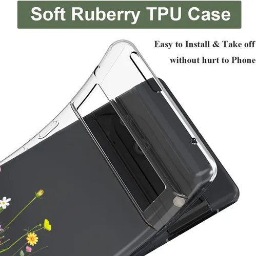 Miniatura 4 de Unov - Funda compatible con Pixel 7, diseño transparente, TPU suave, absorción de impactos, delgada, patrón labrado, cubierta protectora trasera