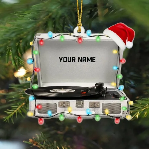 Miniatura 11 de Adorno de Disco de Vinilo Retro Personalizado 2025, Adorno de Músico Personalizado para Amantes de la Música, Decoración de Árbol de Navidad