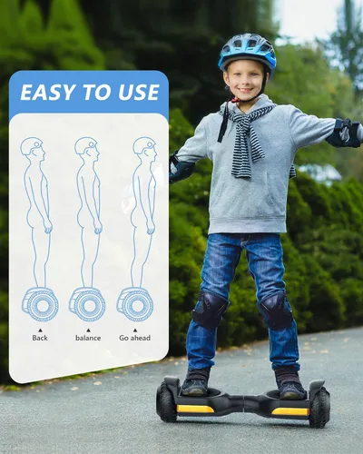 Miniatura 6 de Gyroor Scooter de equilibrio automático G13 todo terreno con luces LED, autoequilibrio todoterreno con Bluetooth para niños de 6 a 12 años y Negro