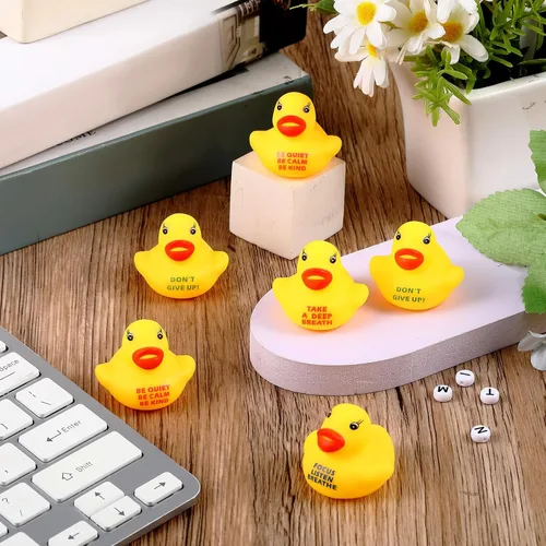 Miniatura 2 de Juego de 60 patos de goma inspiradores a granel, regalos de agradecimiento motivacionales y recuerdos de fiesta, recompensas de regreso a clases
