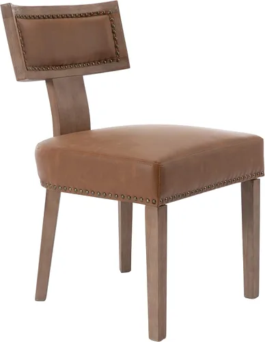 Miniatura 6 de RIVOVA - Juego de 2 sillas de comedor modernas de mediados de siglo, de cuero sintético tapizado con borde de cabeza de clavo, sillas laterales