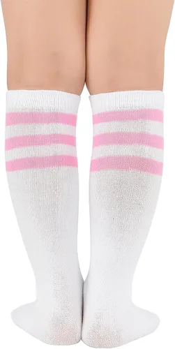 Miniatura 3 de American Trends Calcetines deportivos para niños y niñas, a rayas, hasta la rodilla, para fútbol, béisbol, sóftbol, para niñas pequeñas
