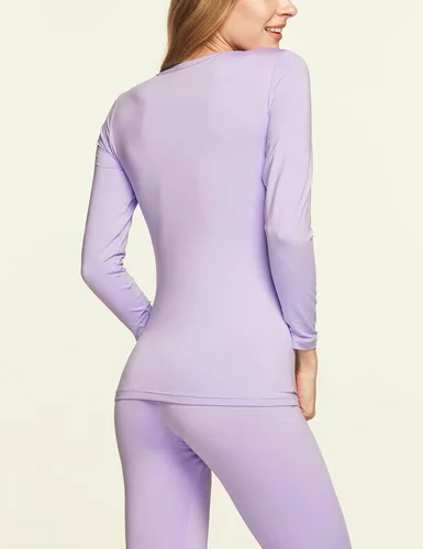 Miniatura 6 de TSLA Conjunto de ropa interior térmica para mujer, vellón suave, pantalones largos, primera capa cálida para invierno, parte superior e inferior