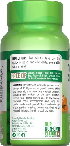 Miniatura 7 de Curcumina de cúrcuma con extracto de pimienta negra 500 mg 60 cápsulas Suplemento complejo sin OMG y sin gluten por Nature's Truth