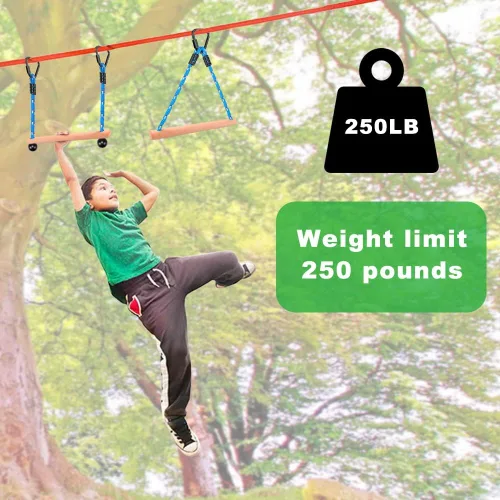 Miniatura 3 de BeneLabel Juego de 2 barras de mono Ninja para carreras de obstáculos, barra de columpio trapecio de capacidad de 250 libras para madera Slackline