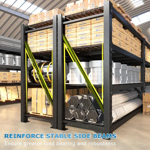 Miniatura 9 de Bepatio Estantería de garaje resistente de 11000 libras, estantes de almacenamiento ajustables de 4 niveles, estantería de metal, estante industrial