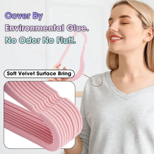Miniatura 6 de Perchas de terciopelo para bebé, paquete de 50 unidades, 11.4 pulgadas, perchas antideslizantes para ropa de bebé, perchas resistentes para bebés