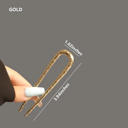 Miniatura 2 de Horquillas francesas para mujer, 3 piezas, elegantes giros franceses, moños y recogidos sin daños en el cabello, pin francés de metal en forma de U