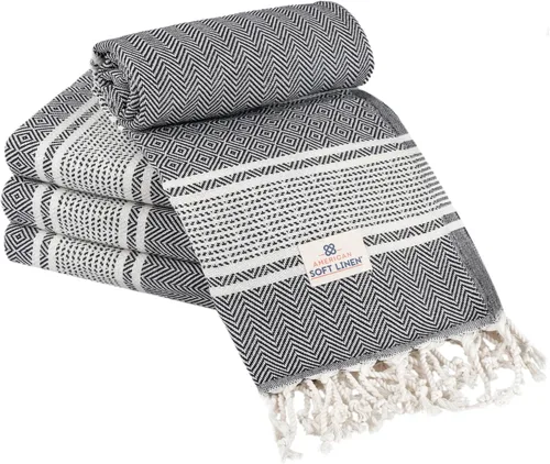 Miniatura 11 de American Soft Linen Peshtemal - Toallas de playa 100 % algodón, ligeras, sin arena, de secado rápido, para piscina de playa, 35 x 60 pulgadas, azul