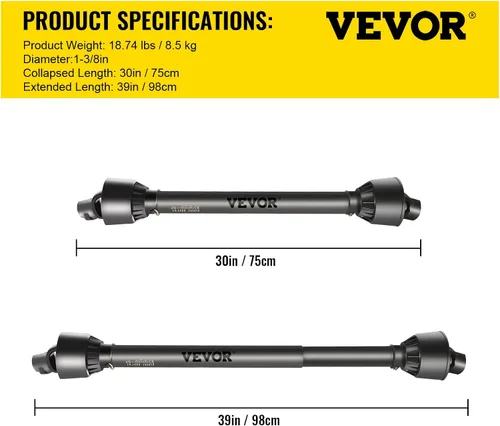 Miniatura 7 de VEVOR Eje de transmisión PTO, Eje de transmisión PTO de 1-3/8", Eje de transmisión PTO con 6 ranuras para tractor y extremo redondo