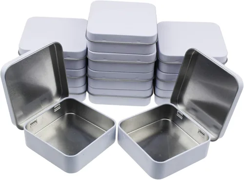 Miniatura 10 de Goodma 12 latas cuadradas de metal vacías para el hogar, mini caja organizadora con tapa con bisagras, 2.76 x 2.76 x 0.79 pulgadas (negro)