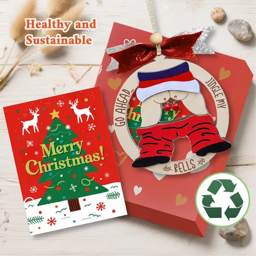 Miniatura 2 de Divertido adorno de Navidad de Papá Noel, decoración de árbol de madera traviesa para adultos, perfecto para Papá Noel sucio/elefante blanco