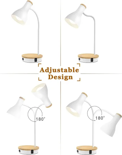 Miniatura 6 de Lámpara de escritorio de metal con carga inalámbrica, lámpara de mesa táctil, luces de lectura, lámparas de arco de escritorio para dormitorio