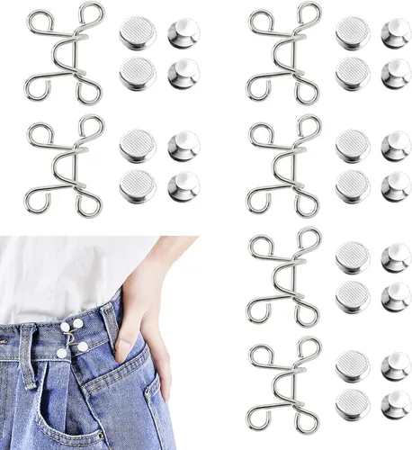 Miniatura 6 de Juego de 6 tensores de cintura para pantalones, juego de hebilla de cintura ajustable, botones de mezclilla, clip de ajuste sin costura a