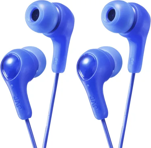 JVC Gumy - Auriculares intraurales para oído, sonido potente, ajuste cómodo y seguro, piezas de silicona S/M/L - HAFX7A (azul) Talla única, 1 unidad