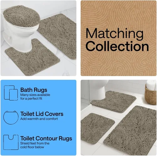 Miniatura 116 de Gorilla Grip - Tapete de baño de felpilla gruesa, suave y absorbente, secado rápido, de microfibra, con reverso de caucho, para piso de ducha, Nube