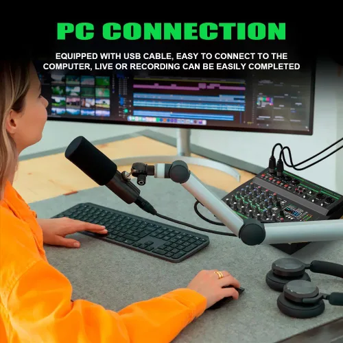 Miniatura 10 de MW-6 negro Mezclador de audio profesional DJ de 6 canales Controlador portátil con DSP 99 efectos preestablecidos para transmisión en vivo
