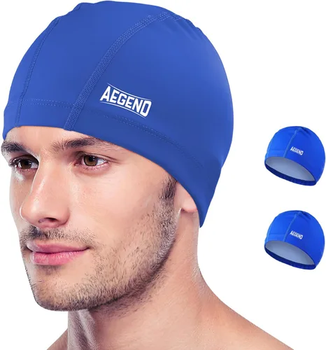 Miniatura 11 de Aegend Gorro de natación de tela, capa impermeable de silicona, gorra de natación de tela transpirable, mantiene el cabello seco con alta