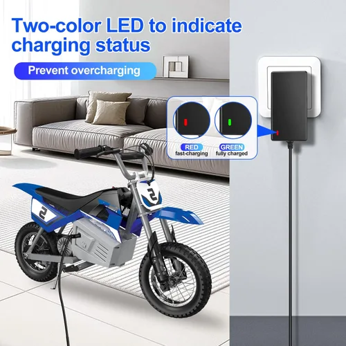 Miniatura 3 de EGK Cable cargador de repuesto de 24 V de 6.6 pies para Razor MX350 MX400 E300 E200 E150 E125 E100 Scooter, Dirt Bike, Quad ATV, Bolsillo, Mod