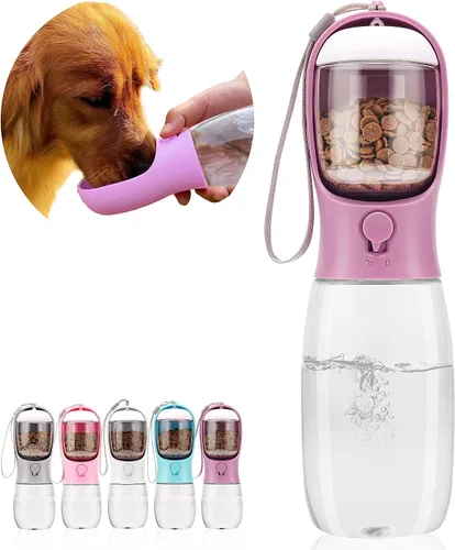 Miniatura 21 de Botella de agua para perros con recipiente para alimentos, dispensador de agua portátil a prueba de fugas para mascotas, para caminar, senderismo