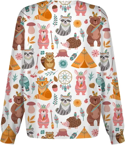 Miniatura 2 de WJDSZBD Scrub Jacket Cartoon Animal Print Long Sleeve Scrub Jackets Snap Front with Pockets Christmas Nurse Working Uniforms