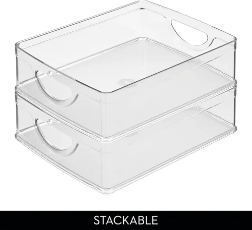 Miniatura 5 de iDesign contenedor apilable para despensa con asas para gabinetes o nevera, transparente, fabricado en EE. UU