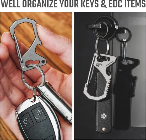 Miniatura 2 de KeyUnity Keychain Carabiner Clip, Anti-Lost Quick Release Titanium Key Holder, 2 inch Key Organizer Heavy Duty for Men & Women