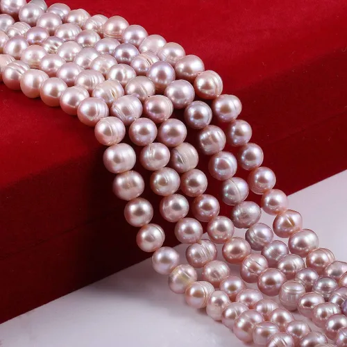 Cuentas de perlas naturales cultivadas de agua dulce redondas perforadas perlas sueltas para hacer joyas, collares, pulseras de 0.276-0.315 in Morado