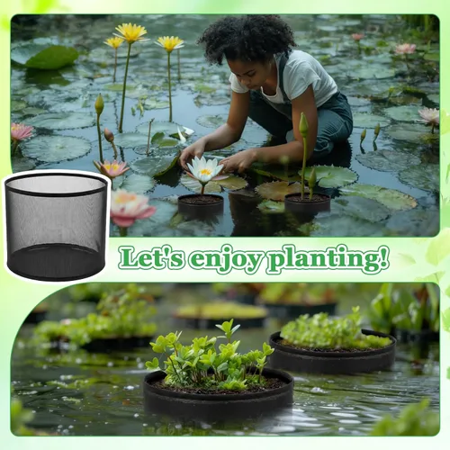 Miniatura 5 de 4 bolsas grandes de plantación de estanques acuáticos de 10 x 12 pulgadas, macetas de tela reutilizables para plantas acuáticas de 5 galones