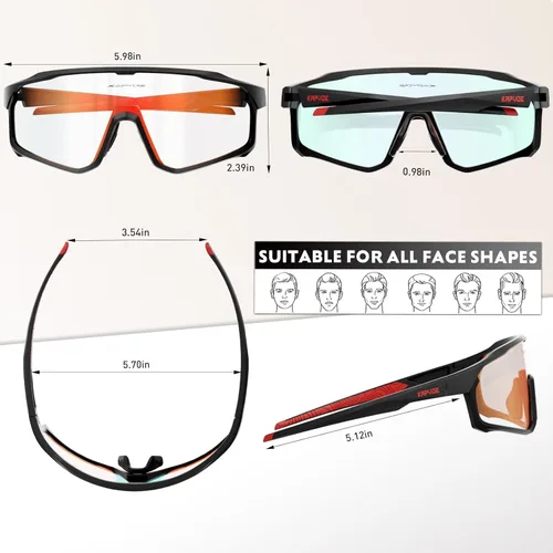 Miniatura 4 de KAPVOE Gafas de ciclismo fotocromáticas para hombres y mujeres, gafas de sol para bicicleta de montaña MTB, deportes, transición, triatlón, carrera