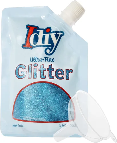 Miniatura 21 de iDIY - Brillantina ultra fina azul aguamarina (3.5 onzas), purpurina extrafina con bolsa de boquilla fácil de verter y embudo para resina, slime