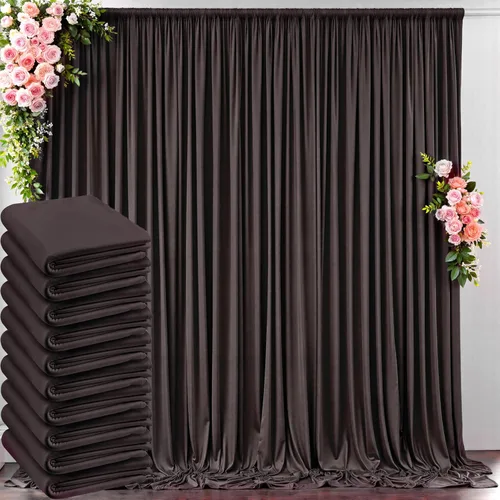 Miniatura 125 de Cortinas de telón de fondo blanco de 30 pies x 8 pies para fiestas de boda, 6 paneles de 5 pies x 8 pies, cortinas de fotografía de poliéster sin
