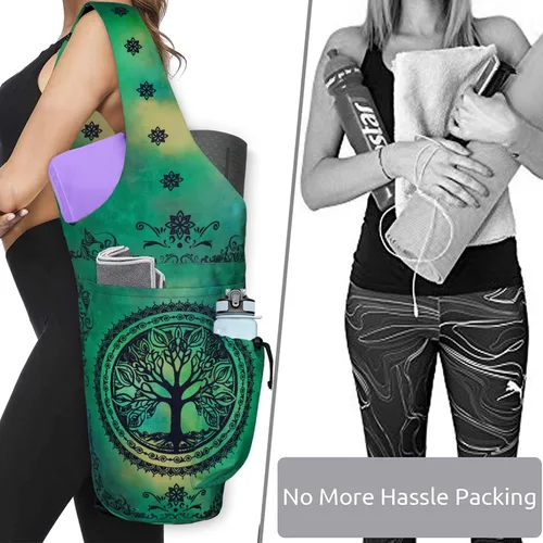 Miniatura 10 de Bolsa para Esterilla de Yoga - Bolsa Transportadora Tipo Tote Larga de Gran Apertura para Esterilla de Yoga con Bolsillo Impermeable con Cremallera