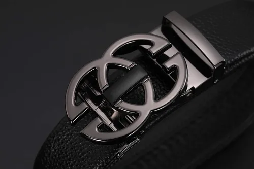 Miniatura 5 de Cinturón de cuero con diseño de hebilla automática de moda clásica para hombre