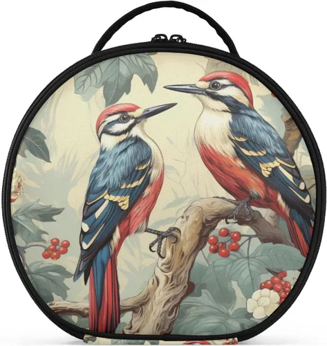 Miniatura 24 de senya Bolsa redonda para cosméticos, estuche de viaje para maquillaje, bolsa organizadora de maquillaje con divisores ajustables, portátil
