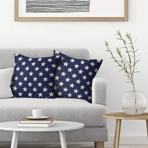 Miniatura 3 de Juego de 2 fundas de almohada decorativas para el 4 de julio, 16 x 16 pulgadas, diseño patriótico de estrellas azul marino del Día
