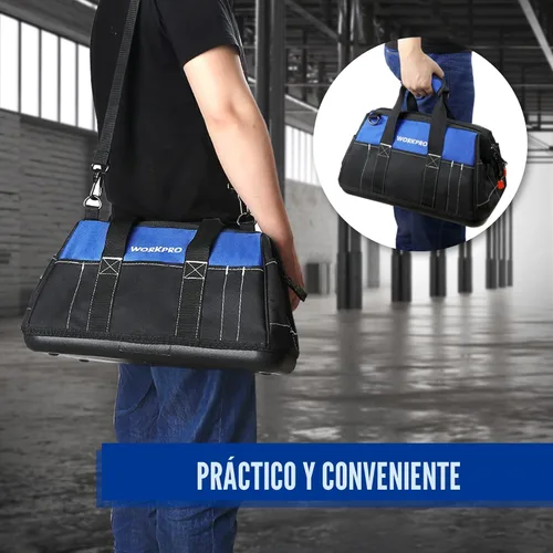 Miniatura 8 de WORKPRO - Bolso de herramientas de 16 pulgadas, con abertura ancha y base moldeada impermeable