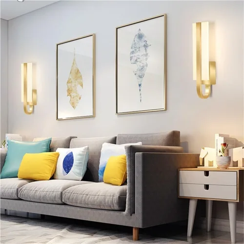 Miniatura 3 de Nordic - Luces de pared retro de metal con acabado de latón, 10 W, lámparas de tocador para interiores con pantalla acrílica, luces montadas
