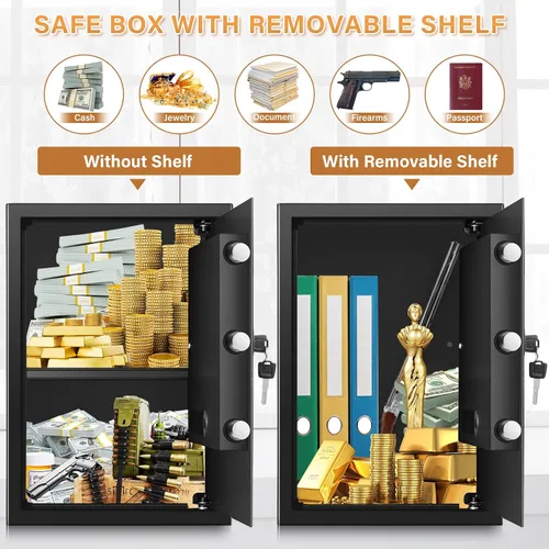 Miniatura 6 de [19.7 pulgadas de alto] Caja fuerte grande para el hogar, cajas fuertes antirrobo con sistema de alarma doble, teclado programable y llaves
