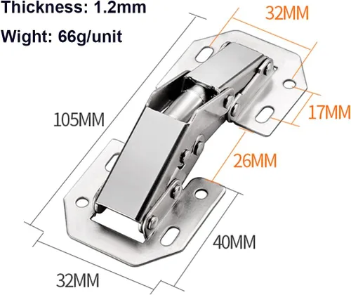 Miniatura 4 de QRity 2X Paquete de Bisagras para Puerta de Gabinete de Cocina Bisagras Ocultas para Puerta de Armario - Sin Ranura Requerida - Fácil de Instalar