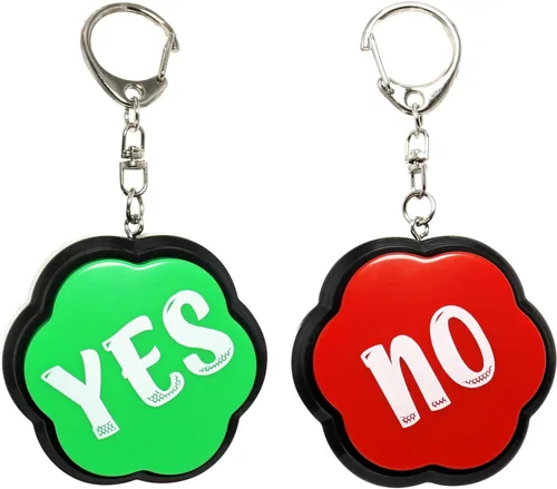 Yes No Sound Buzzers, botones portátiles de llavero con sonido, juego de 2 zumbadores de respuesta, zumbadores para espectáculos de juegos Sí No