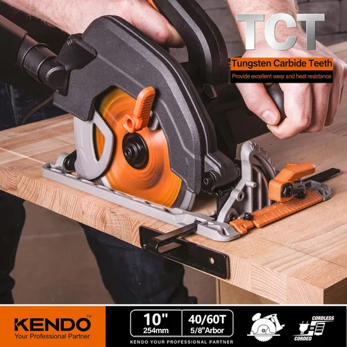 Miniatura 7 de KENDO Paquete de 2 hojas de sierra circular con punta de carburo 40T y 60T de 10 pulgadas con eje de 5/8 pulgadas, hojas de sierra de mesa