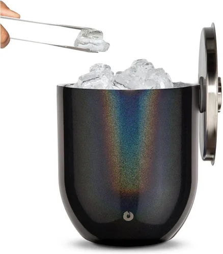 Miniatura 16 de SNOWFOX Cubo de hielo de acero inoxidable con aislamiento al vacío de alta calidad con tapa/pinzas, parte inferior sin goma, accesorios de bar