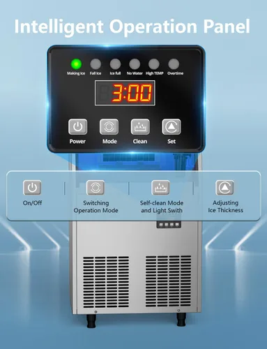 Miniatura 3 de Coolski Máquina comercial para hacer hielo, 150 libras/24 horas, máquina de hielo debajo del mostrador con almacenamiento de hielo de 35 libras