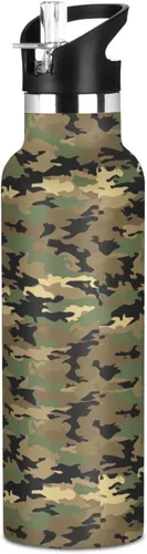 Miniatura 11 de Camouflage Gold Leakproof and BPA Free Reusable Water Bottle with Straw Lid Double-Wall Vacuum Insulation for Gym Sports 11